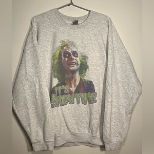 Beetlejuice It’s Showtime Movie Gray Crew Neck Adult XL Sweatshirt Mens Horror
